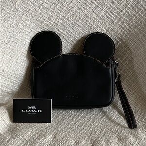 Disney Coach Black Mickey Mouse Ears Wristlet